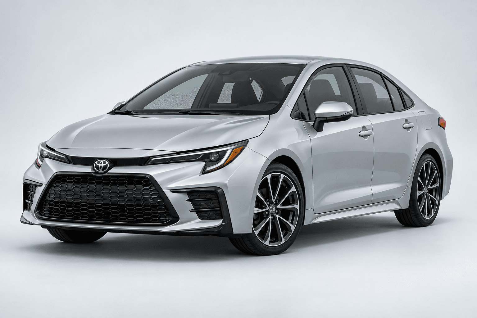 2026 Toyota Corolla SE in Classic Silver Metallic, three-quarter studio view